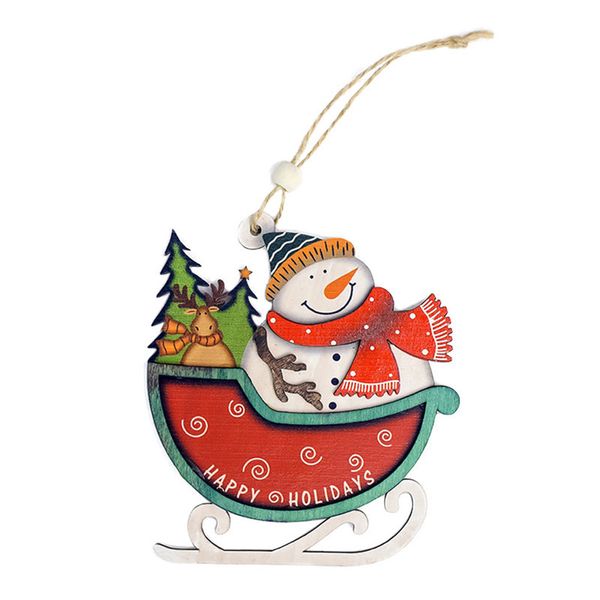 

santa christmas tree hanging home decorative cute wood sleigh pendant ornaments gift home hanging decorations cute snowman