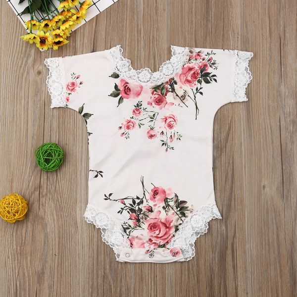 

Emmababy Newborn Baby Girl Clothes Flower Print Lace Ruffle Backless Romper Jumpsuit One-Piece Outfit Sunsuit Playsuit Clothes