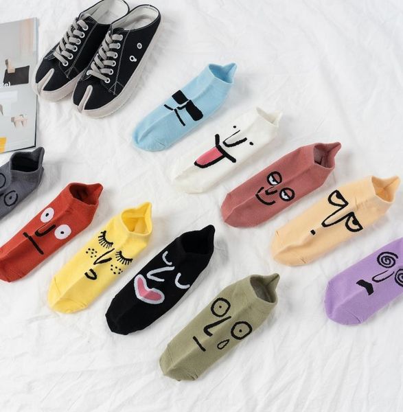 

19 boat cotton tide brand boat funny emoticon men's and women's socks breathable cotton socks, Pink;yellow
