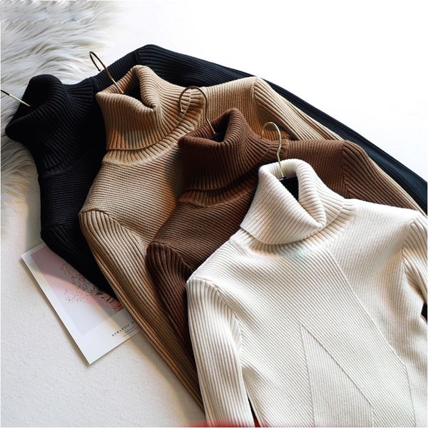 

свитера женский свитер женщины шикарный осень зима толстый свитер пуловеры женщины с длинным рукавом теплая базовая водолазка женский вязаны, White;black