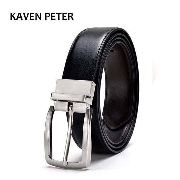 

men reversible buckle belt luxury leather belt men brand real leather 35mm designer for nickle gold buckle, Black;brown