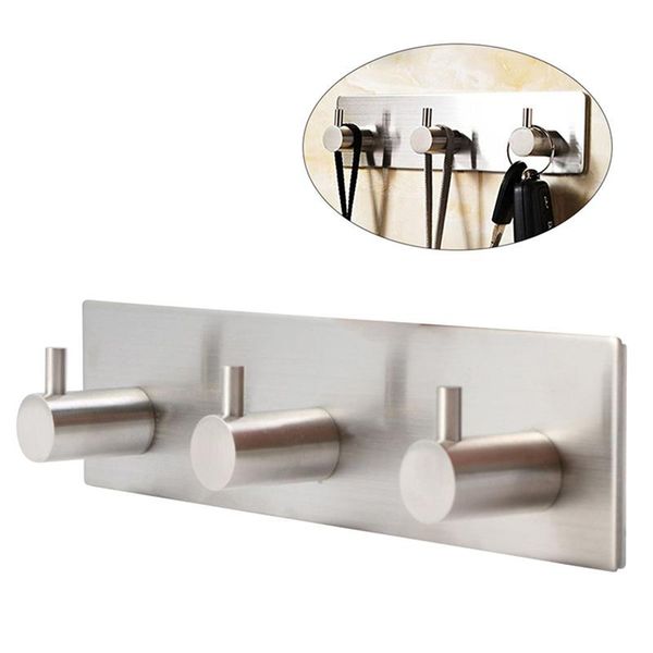 

rustproof sub 304 stainless steel 3m sticker wall mounted hooks rail bathroom kitchen bar wall hook for clothes keys towel