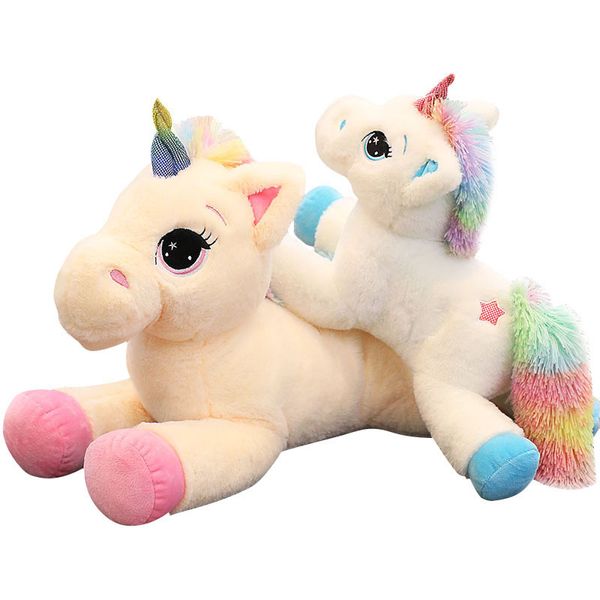 

симпатичные единорог куклы девушка сердца плюшевые игрушки лаки партии отношение единорог радуга лошадь девочек