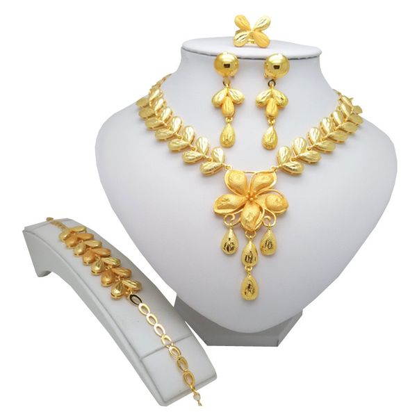 

kingdom ma wholesale fashion gold color nigerian wedding bridal african necklace bracelet earrings rings sets jewelry set, Slivery;golden