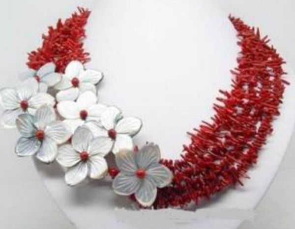 

gt;@@&gt; charming natural red coral shell flower necklace^^^@^noble style natural fine jewe, Silver
