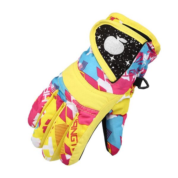 

4-7y kids winter warm windproof snow snowboard ski sports travel gloves, Blue;gray