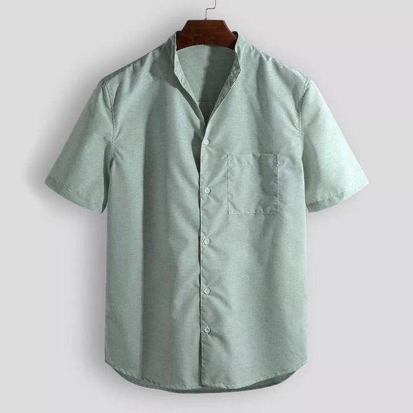 

случайные летние рубашки мужчин короткий рукав рубашки твердый хлопок белье плюс размер 4xl камиза де hombre, White;black