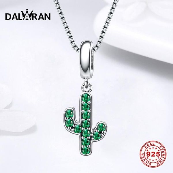 

dalaran silver chain women 925 green cactus pendant necklace fine jewelry for women romantic engagement accessories gift