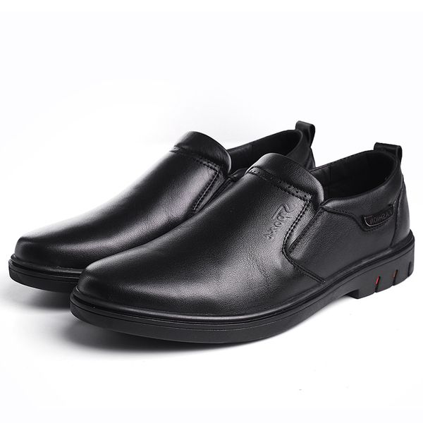 

with box luxury genuine leather men shoes fashion retro style classic red bottoms business office dress shoes men casual round toes shoes, Black