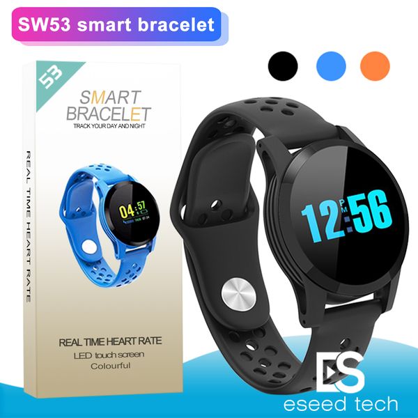 

Sw53 mart bracelet fitne tracker watch heart rate wri tband martwatch for apple android cellphone pk fitbit mi band 3 with box