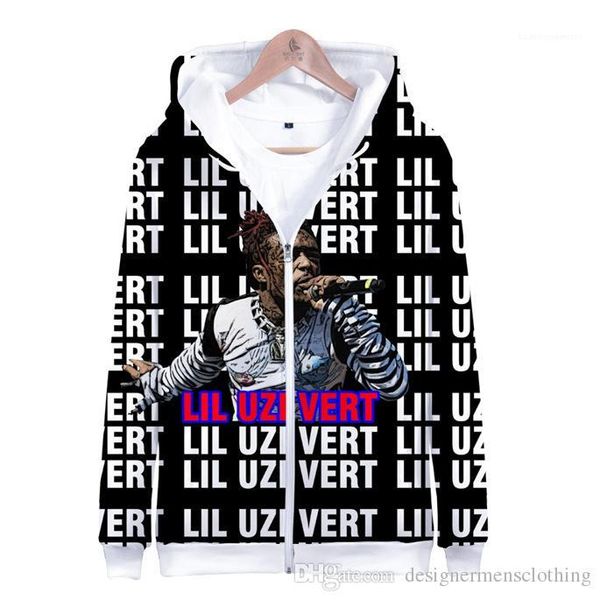 

mens sweartshirts long sleeve o-neck loose mens hoodies lil uzi vert 3d print cardigan, Black