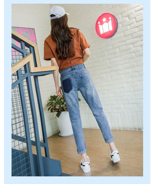 

the blue new splicing bump color han edition loose haroun pants port flavor straight canister zixia
