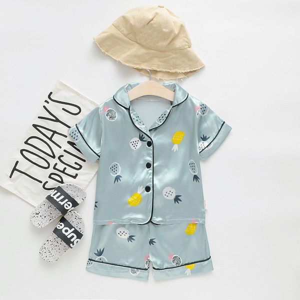 

baby pajama sets for boys girls kids clothes cartoon print outfits set short sleeve blouse +shorts baby sleepwear pajamas, Blue;red