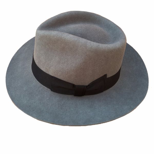 

classic grey men's wool felt godfather fedora gangster mobster hat, Blue;gray