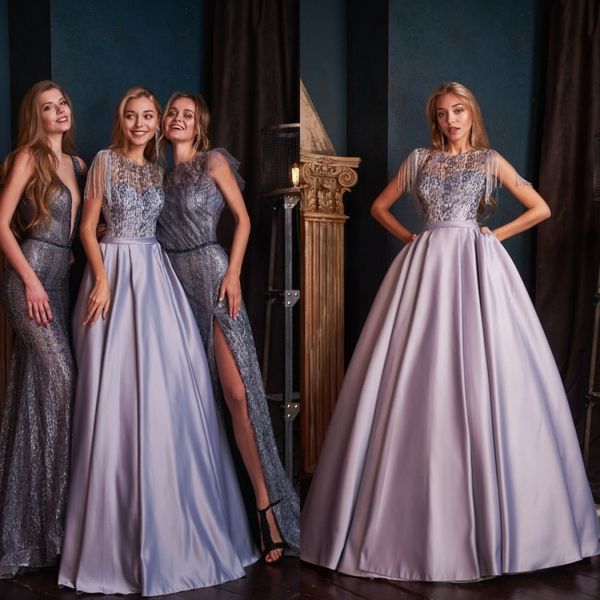 

2019 элегантные вечерние платья jewel шеи кружева блестки иллюзия с коротким рукавом атласная платье выпускного вечера длина пола линии форм, Black;red