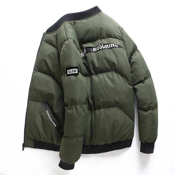 

2019 new male parka long sleeve quilted turtleneck outerwear clothes winter warm jacket men cotton padded thick jackets coat, Black