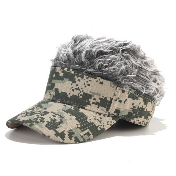 

outdoor sport caps novelty adjustable fake hair visor sun hat funny wig baseball cap chemotherapy hat 2