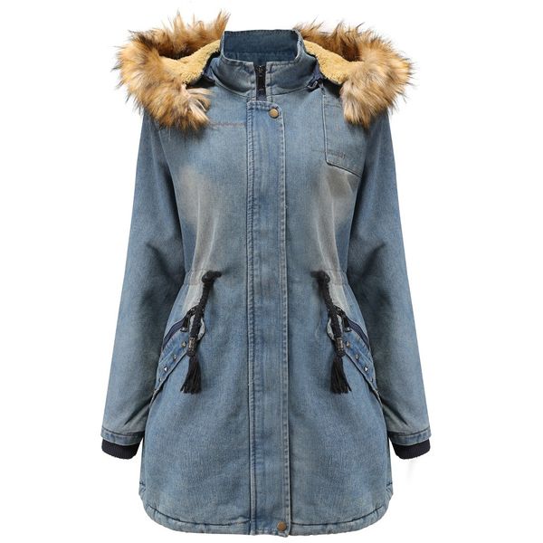 

2019 winter new warm woman coats solid casual wide-waisted denim women jackets thick full loose korean fashion femme coats#j30, Tan;black