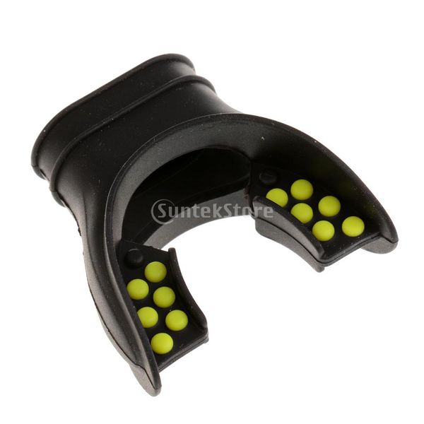 

scuba diving silicone mouthpiece w/ color tab replacement regulator snorkel comfort fit mouth piece, black/yellow