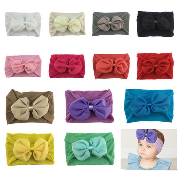 Bow Knot Baby Girls Nylon Hairband Baby Headband Candy color Hair Accessories