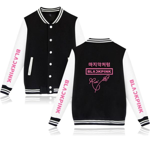 

горячая продажа black pink южной кореи star celebrity стиль печатных пары baseball uniform coat, Black;brown
