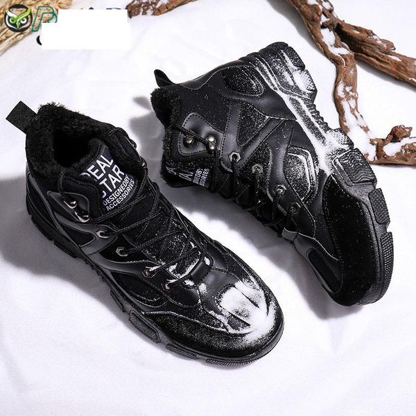 

men boots size39-46 winter shoes men keep warm fur high shoes male black outdoor non-slip work snow boots
