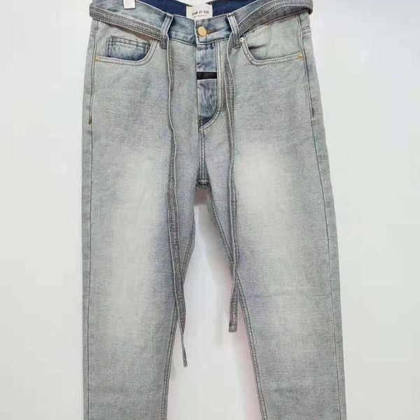 

са омывается denim pant страх божий fouth сезона синий модный high street карандаш штаны ха, Blue