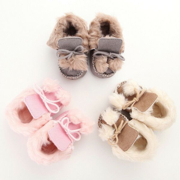 

newborn baby toddler boy girl pom shoes winter warm fur crib shoes prewalker kids girl princess first walkers 0-18 months