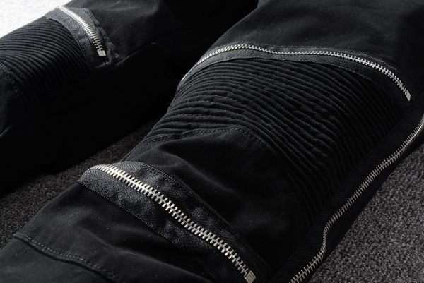 

20ss новый французский стиль мужская мода джинсы высокого качества синий цвет тощий fit срощенной рваные джинсы top street разрушенный байке, Blue