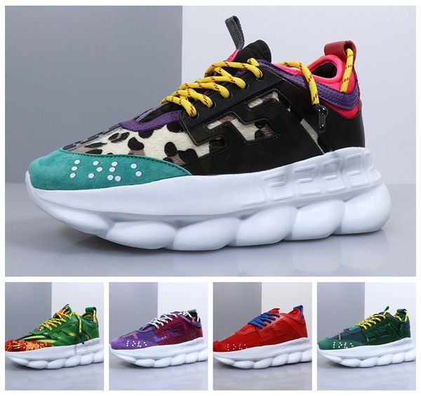 

2019 chain reaction tribute sneakers italy women men medusa running shoes designer flats medusa chaussures 36-45, White;red