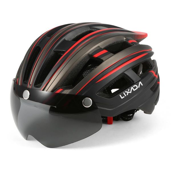 

lixada mountain bike helmet motorcycling helmet with back light detachable magnetic visor uv protective bike safety