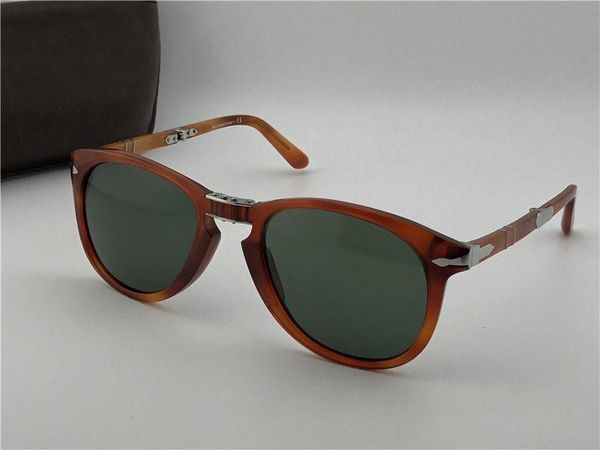 

fashion designer sunglasses 714 classic retro pilot folding frame glass lens uv400 protection eyewear with leather case