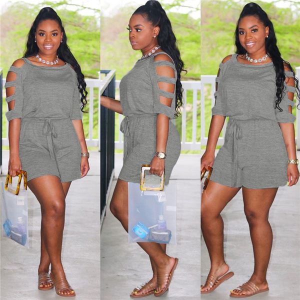 

New Candy Color Sashes Womens Jumpsuits Off-Shoulder Solid Womens Bodysuit Casual Ins Hot Style Female Clothing