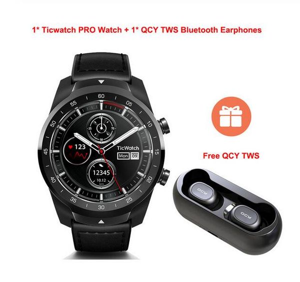 

[qcy tws] ticwatch pro android wear nfc google pay gps smart watch ip68 waterproof amoled display smartwatchs for men