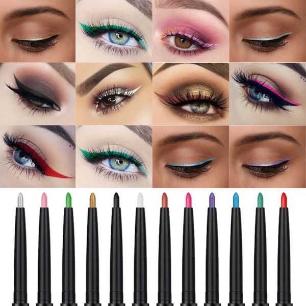 

12 colors double-end colorful eyeshadow eyeliner pencil smudge-proof easy to color eye liner pen eyes makeup