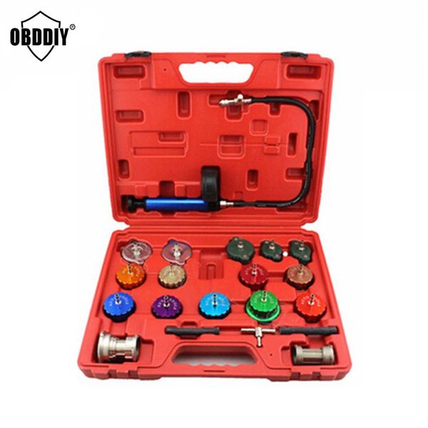 

21pcs full set universal automotive radiator pressure tester kit car leak detector tool auto cooling system coolant vacuum purge