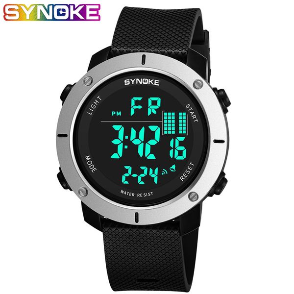 

new men's sports watch digital watches waterproof fashion electronic wristwatches date rubber clock smart watch, Slivery;brown