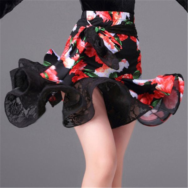 

fashion knee-high leopard latin dance skirt for woman/female/girl/lady ballroom costume practice dress performance wear, Black;red