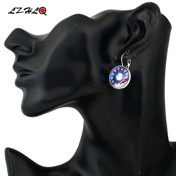 

ethnic hoop earrings women 2019 jewelry fashion geometric metal round transparent cabochon flower earrings, Golden;silver