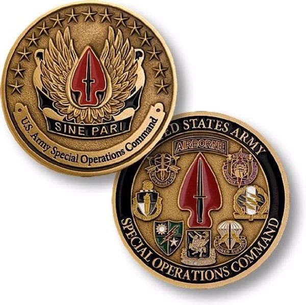 

new u.s. army special operations command sine pari challenge coin