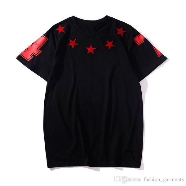 

luxury designer t shirts men women hip hop t shirt short sleeves fashion five pointed star printing mens designer t shirt size s-3xl, White;black