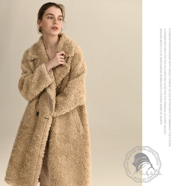 

women coat sheep shearling particle coat women's wool 2019 autumn winter wool women thick elegant fashion, Black