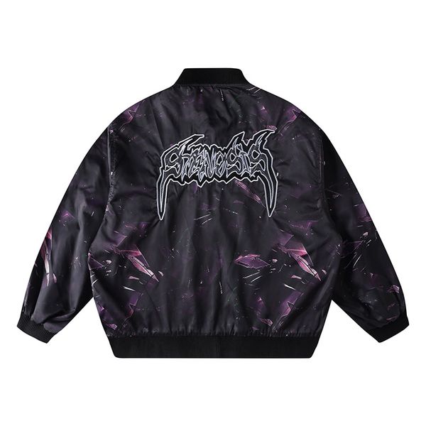 

original embroidery baseball bomber jacket stand print windbreaker spring mens coat outwear streetwear loose casual couple coats, Black;brown
