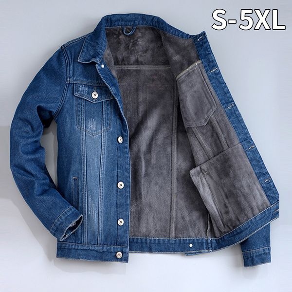 

winter men denim jacket and coat cowboy thick warm fleece wool liner denim jeans outwear jacket parka sherpa man clothing, Black;brown