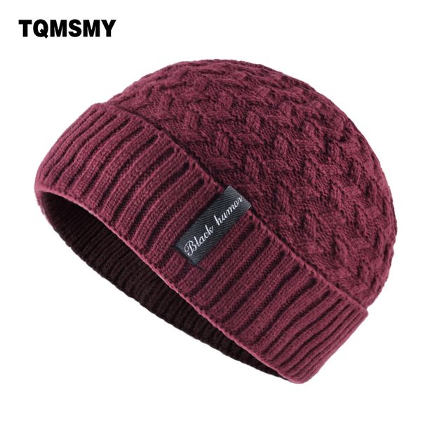 

tqmsmy double layer winter hats for men beanies knitted wool skullies boys solid color bone warm autumn hat man's turban gorros