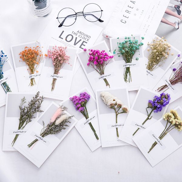 

starry dried flowers forget my handwritten double-fold greeting cards valentine's day girls kindergarten new year's annual meeting