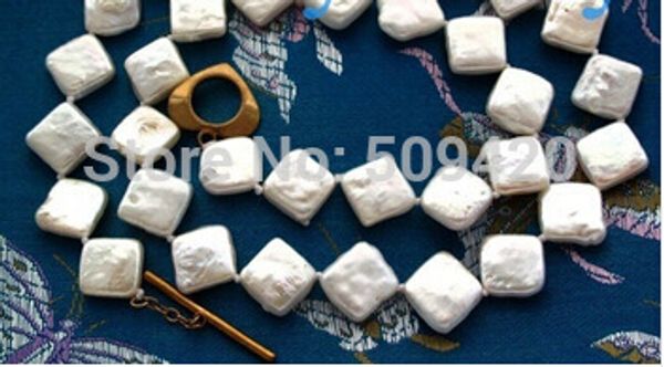 

gt;&gt;&gt;&gt;12mm white square freshwater pearl necklace, Silver