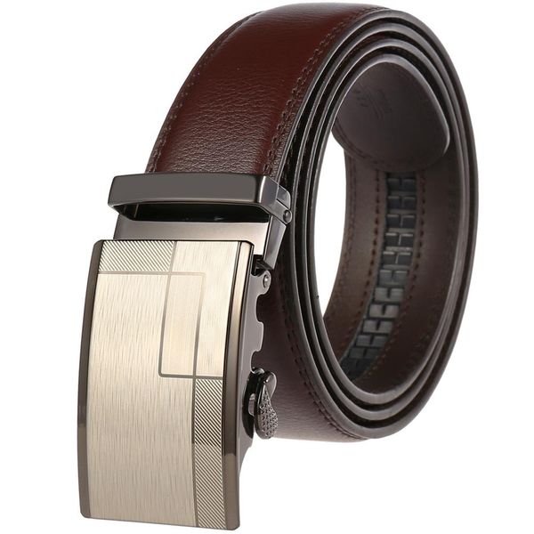

cow genuine leather men's belt designer cowskin strap for male automatic buckle belts for men alloy buckle belts, Black;brown