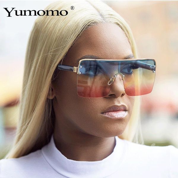 

европейские и американские большие новые кусок коробки градиента солнцезащитные очки мужчин и женщин моды личности диких солнцезащитные очки, White;black