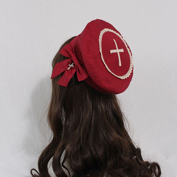 

the choir ~ sweet lolita beret cap cross berets hat by alice girl, Blue;gray